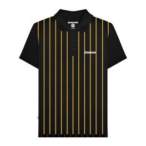 Lambretta Mens Pinstripe Polo Shirt / Black/Gold